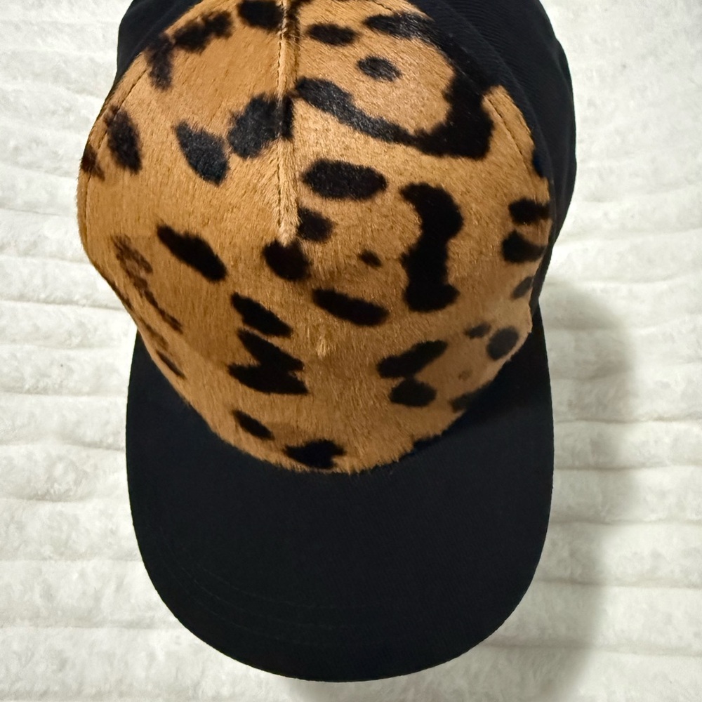 Balmain Black Animal Print Embroidered Cap
